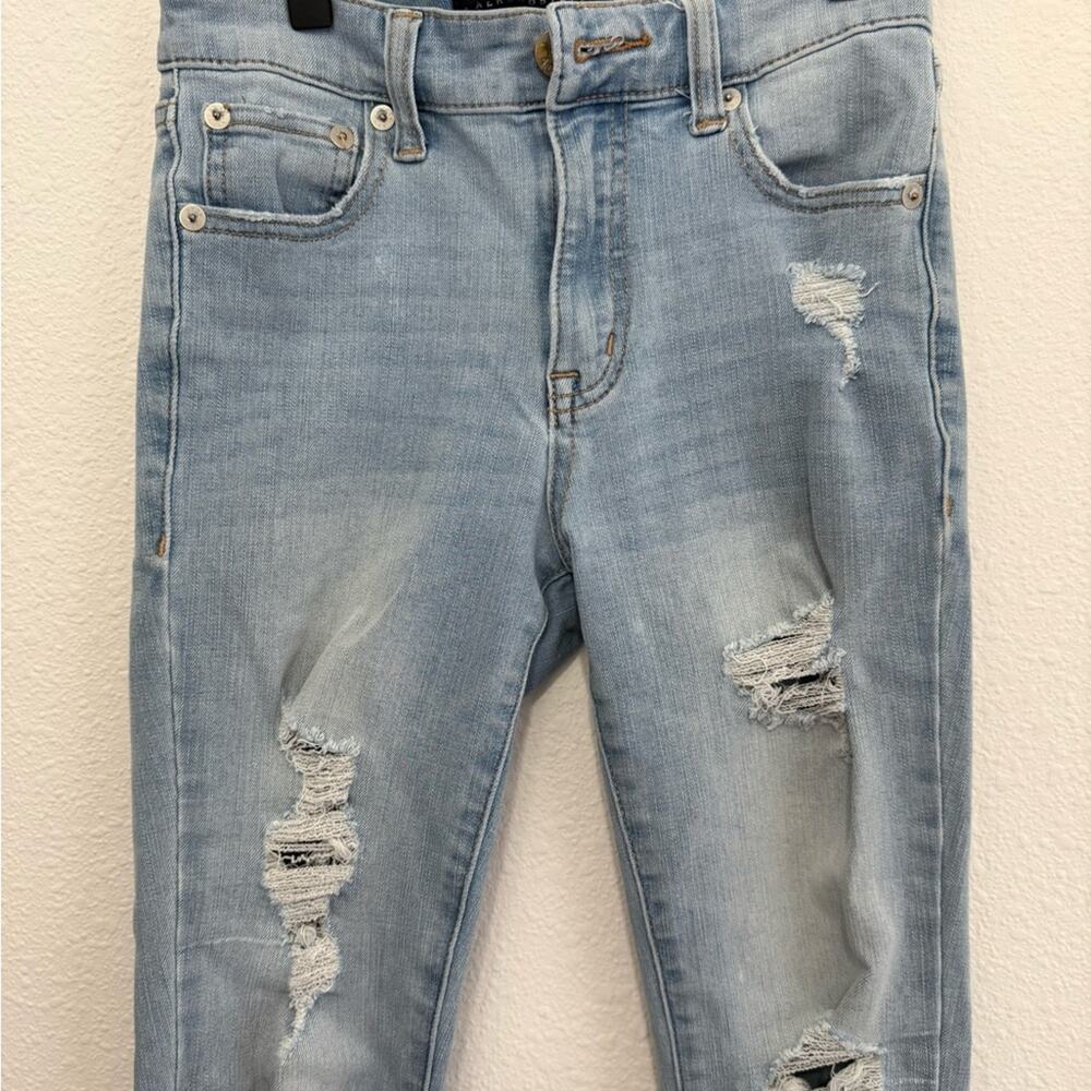 Aeropostale Women's Light Blue Skinny Distressed Jeans size 0 short - Picture 3 of 5